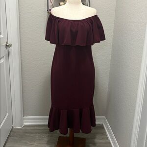LuLaRoe Plum Off-Shoulder Midi Dress 3014